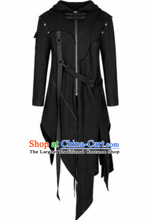 Western Halloween Middle Ages Drama General Black Coat European Traditional Knight Costume for Men