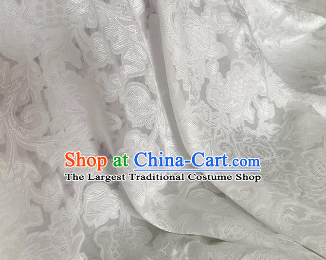 Asian Chinese Classical Pattern Design White Jacquard Fabric Traditional Cheongsam Silk Material