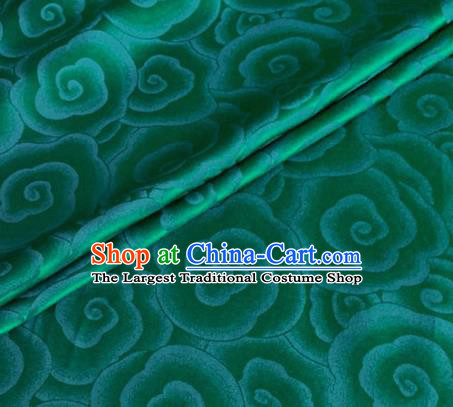 Asian Chinese Classical Clouds Pattern Design Green Brocade Jacquard Fabric Traditional Cheongsam Silk Material