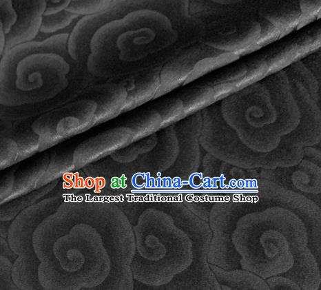 Asian Chinese Classical Clouds Pattern Design Black Brocade Jacquard Fabric Traditional Cheongsam Silk Material