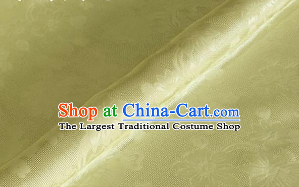 Asian Chinese Classical Flowers Pattern Design Yellow Brocade Jacquard Fabric Traditional Cheongsam Silk Material