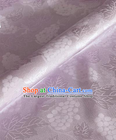 Asian Chinese Classical Maple Leaf Grape Pattern Design Lilac Brocade Jacquard Fabric Traditional Cheongsam Silk Material