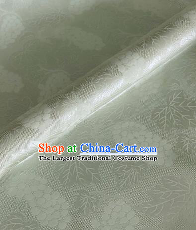 Asian Chinese Classical Maple Leaf Grape Pattern Design Light Green Brocade Jacquard Fabric Traditional Cheongsam Silk Material