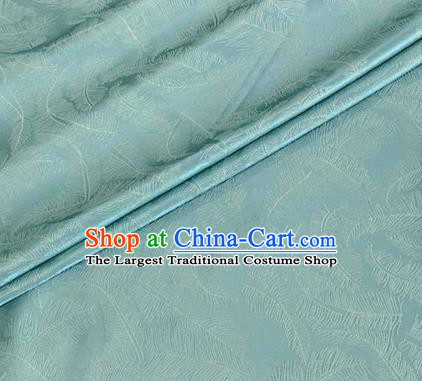 Asian Chinese Classical Feather Pattern Design Light Green Brocade Jacquard Fabric Traditional Cheongsam Silk Material