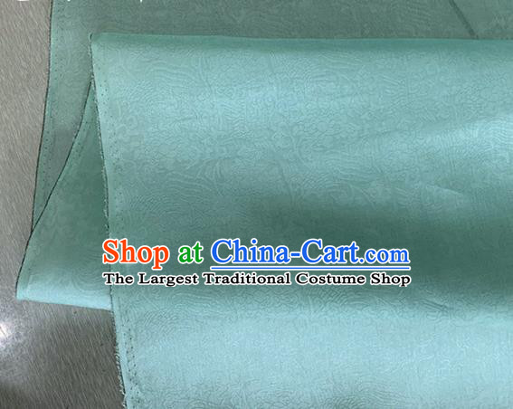 Asian Chinese Classical Phoenix Peony Pattern Design Lake Blue Organza Jacquard Fabric Traditional Cheongsam Silk Material