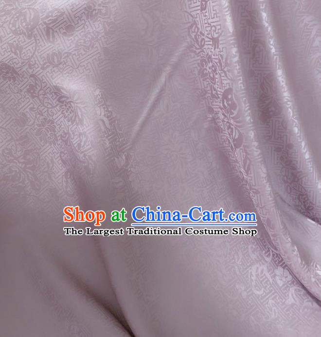 Asian Chinese Classical Lotus Pattern Design Lilac Jacquard Fabric Traditional Silk Material