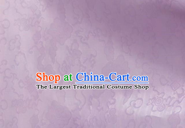 Asian Chinese Classical Auspicious Clouds Pattern Design Lilac Brocade Jacquard Fabric Traditional Cheongsam Silk Material