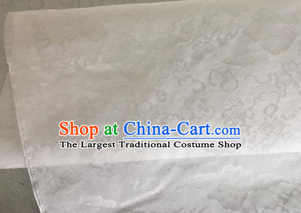 Asian Chinese Classical Auspicious Clouds Pattern Design White Brocade Jacquard Fabric Traditional Cheongsam Silk Material