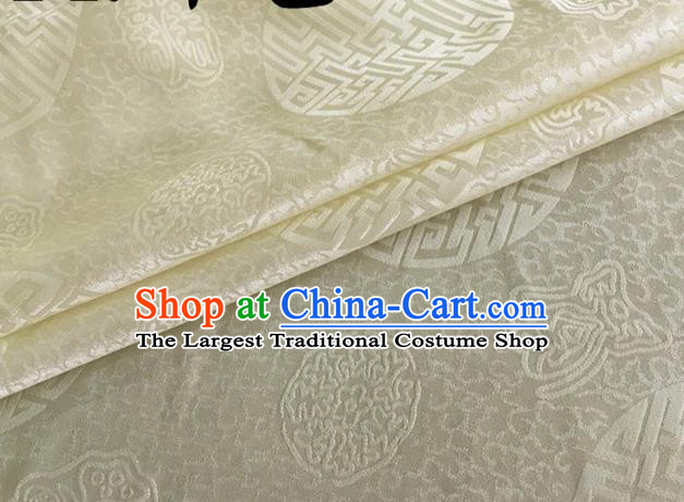 Asian Chinese Classical Longevity Pattern Design Beige Brocade Jacquard Fabric Traditional Cheongsam Silk Material