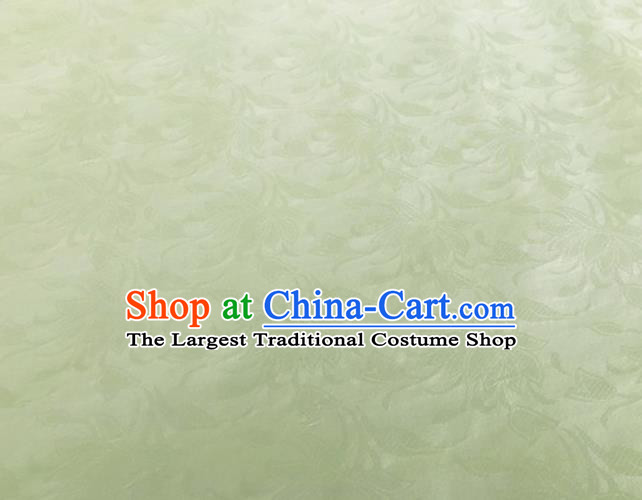 Asian Chinese Classical Lotus Pattern Design Light Green Brocade Jacquard Fabric Traditional Cheongsam Silk Material