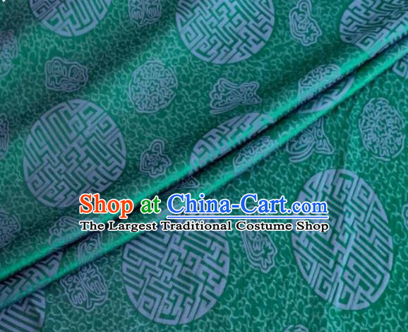 Asian Chinese Classical Longevity Pattern Design Atrovirens Brocade Jacquard Fabric Traditional Cheongsam Silk Material