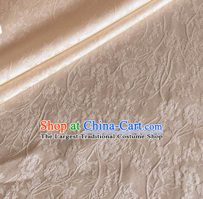 Asian Chinese Classical Jacquard Peony Pattern Design Champagne Brocade Fabric Traditional Cheongsam Silk Material