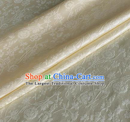 Asian Chinese Classical Jacquard Peony Pattern Design Beige Brocade Fabric Traditional Cheongsam Silk Material