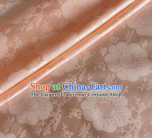 Asian Chinese Classical Plum Blossom Pattern Design Pink Silk Fabric Traditional Cheongsam Material