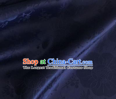 Asian Chinese Classical Plum Blossom Pattern Design Navy Silk Fabric Traditional Cheongsam Material