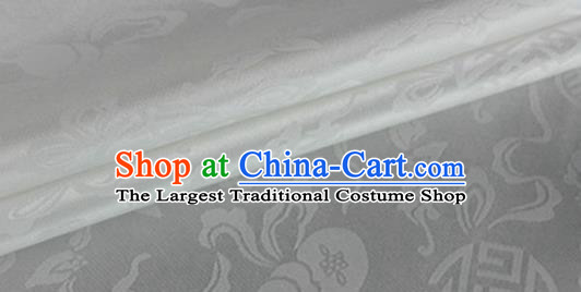 Asian Chinese Classical Ribbon Calabash Pattern Design White Silk Fabric Traditional Cheongsam Material