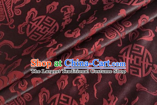 Asian Chinese Classical Ribbon Calabash Pattern Design Brown Silk Fabric Traditional Cheongsam Material