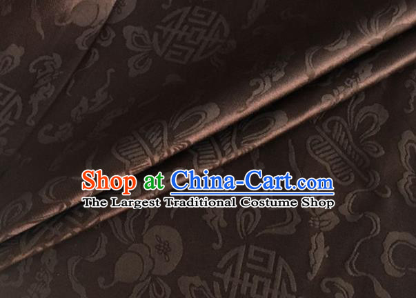 Asian Chinese Classical Ribbon Calabash Pattern Design Deep Brown Silk Fabric Traditional Cheongsam Material