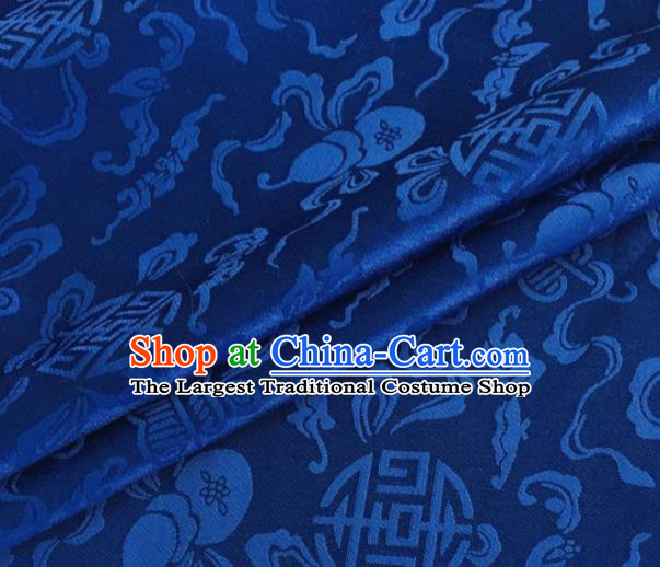 Asian Chinese Classical Ribbon Calabash Pattern Design Royalblue Silk Fabric Traditional Cheongsam Material