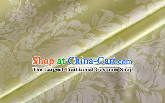 Asian Chinese Classical Peony Pattern Design Light Green Silk Fabric Traditional Cheongsam Brocade Material