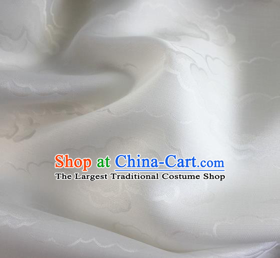 Asian Chinese Classical Cloud Pattern Design White Silk Fabric Traditional Cheongsam Brocade Material