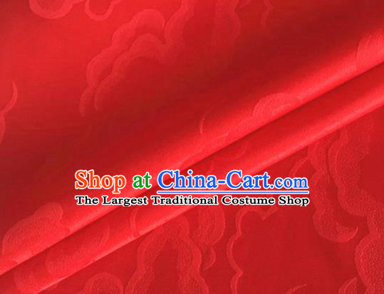 Asian Chinese Classical Cloud Pattern Design Red Silk Fabric Traditional Cheongsam Brocade Material