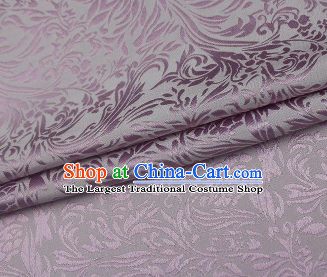 Asian Chinese Classical Iris Pattern Design Light Purple Silk Fabric Traditional Cheongsam Brocade Material