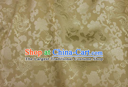 Asian Chinese Classical Peony Dragon Pattern Design Yellow Silk Fabric Traditional Cheongsam Brocade Material