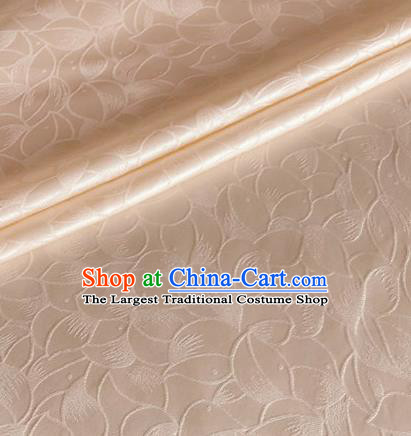 Asian Chinese Classical Lotus Petals Pattern Design Champagne Silk Fabric Traditional Cheongsam Brocade Material