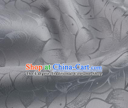 Asian Chinese Classical Lotus Petals Pattern Design Grey Silk Fabric Traditional Cheongsam Brocade Material