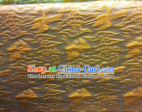 Asian Chinese Classical Cloud Golden Cranes Pattern Design Silk Fabric Traditional Nanjing Brocade Material