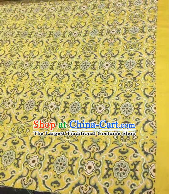 Asian Chinese Classical Pattern Design Yellow Silk Fabric Traditional Nanjing Brocade Material