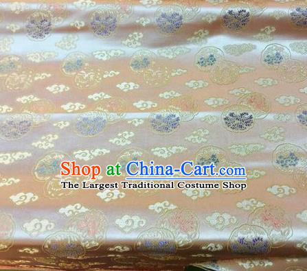 Asian Chinese Classical Cloud Pattern Design Champagne Silk Fabric Traditional Nanjing Brocade Material