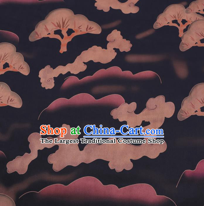 Chinese Cheongsam Classical Cloud Pattern Design Black Watered Gauze Fabric Asian Traditional Silk Material