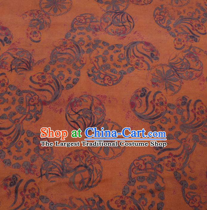 Chinese Cheongsam Classical Wheel Pattern Design Yellow Watered Gauze Fabric Asian Traditional Silk Material