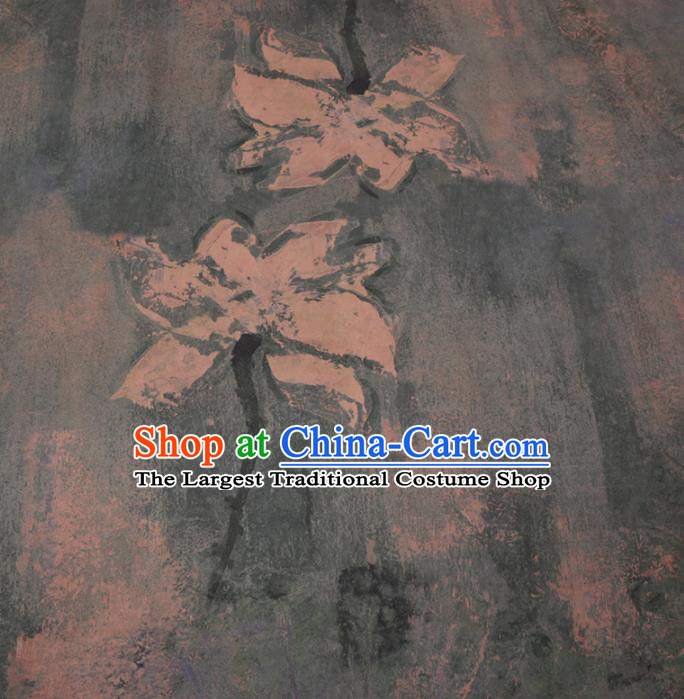 Chinese Cheongsam Classical Lotus Pattern Design Olive Green Watered Gauze Fabric Asian Traditional Silk Material