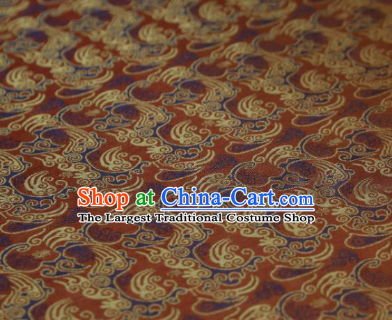 Japanese Kimono Classical Pattern Design Rust Red Brocade Fabric Asian Traditional Silk Material