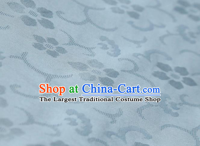 Chinese Classical Plum Pattern Design Light Blue Mulberry Silk Fabric Asian Traditional Cheongsam Silk Material