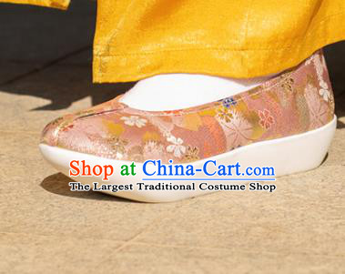 Chinese Traditional Pink Blood Stained Shoes Opera Shoes Hanfu Shoes Ancient Princess Shoes for Women