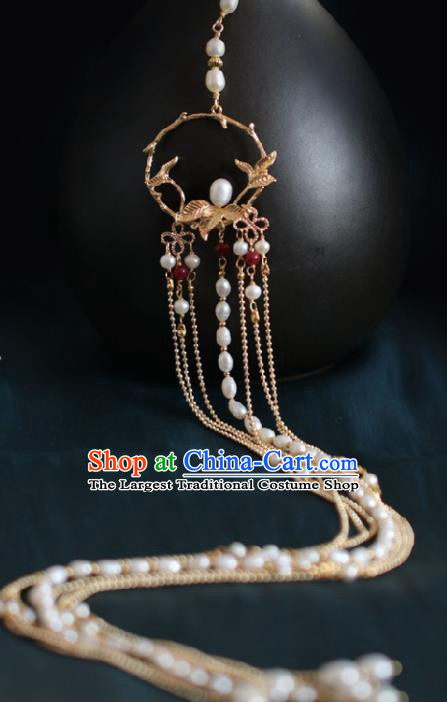 Chinese Traditional Ming Dynasty Waist Accessories Handmade Ancient Princess Pearls Tassel Pendant for Women