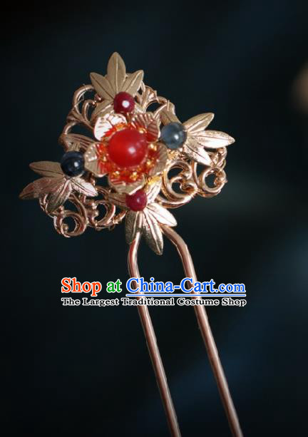 Chinese Handmade Ming Dynasty Princess Golden Hairpins Ancient Hanfu Hair Accessories for Women