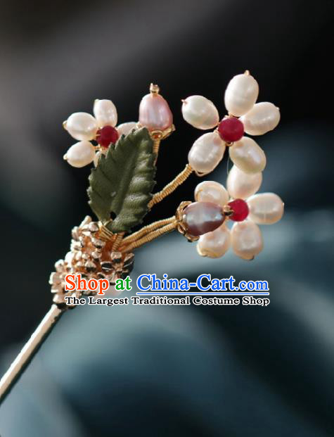 Chinese Handmade Ming Dynasty Princess Pearls Hairpins Ancient Hanfu Hair Accessories for Women