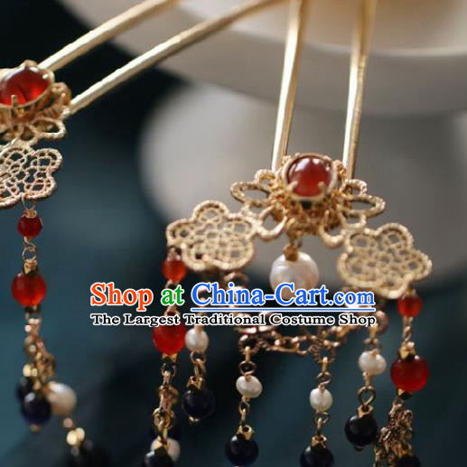 Chinese Handmade Ming Dynasty Queen Golden Hairpins Ancient Hanfu Hair Accessories for Women