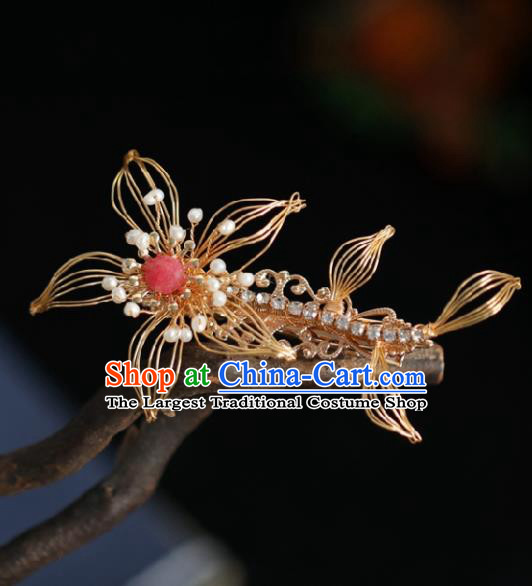 Chinese Handmade Princess Golden Hair Claw Ancient Hanfu Hair Accessories for Women