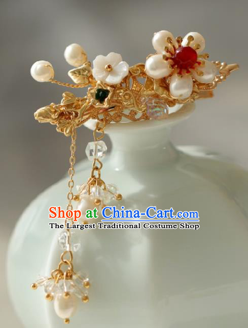 Chinese Handmade Ming Dynasty Princess Pearls Hair Claw Hairpins Ancient Hanfu Hair Accessories for Women