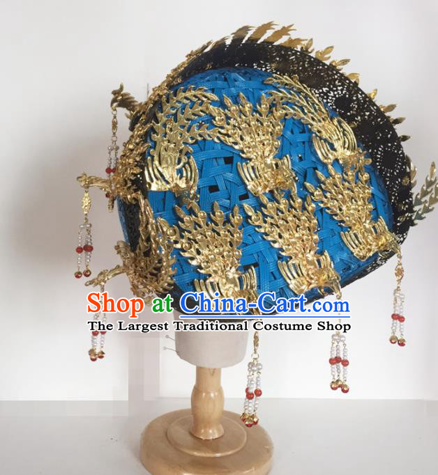 Chinese Handmade Qing Dynasty Court Queen Tassel Hat Phoenix Coronet Hat Ancient Empress Hair Accessories for Women