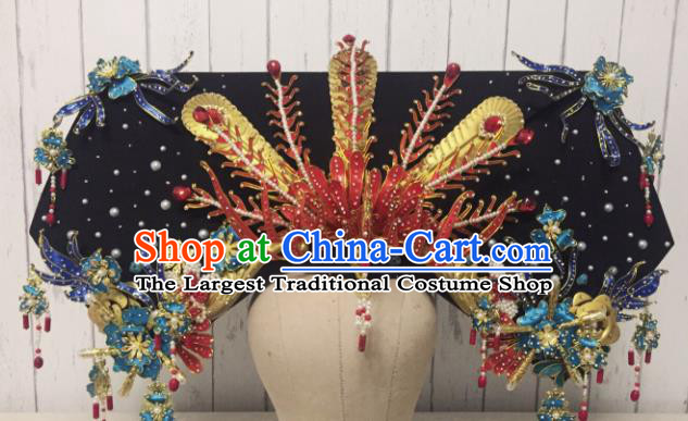 Chinese Handmade Qing Dynasty Imperial Consort Hat Red Phoenix Coronet Ancient Empress Hair Accessories for Women