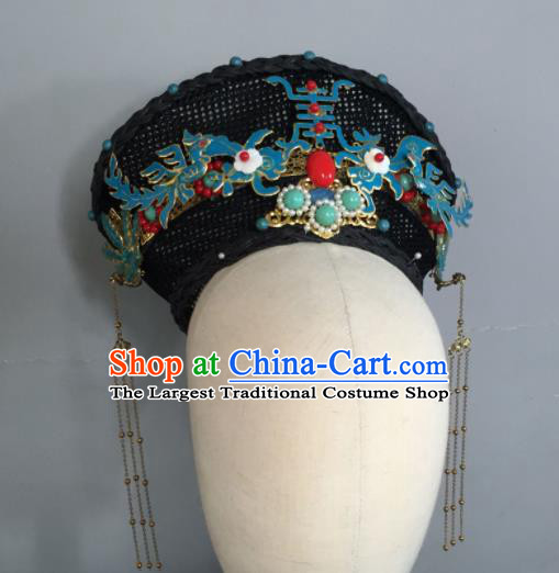 Chinese Handmade Qing Dynasty Hairpins Hat Ancient Manchu Imperial Consort Hair Accessories for Women