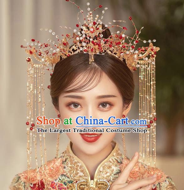 Traditional Chinese Handmade Beads Hair Crown Chaplet Hairpins Ancient Bride Hair Accessories for Women