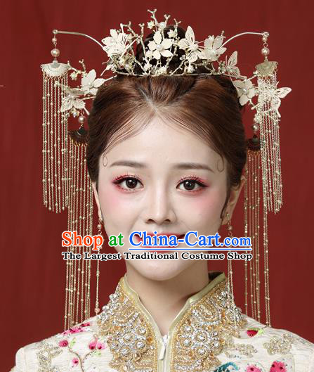 Traditional Chinese Handmade Butterfly Chaplet Hair Crown Hairpins Ancient Bride Hair Accessories for Women